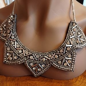 Bohemian Silver-Tone pre-owned Statement Necklace with Crystal Accents